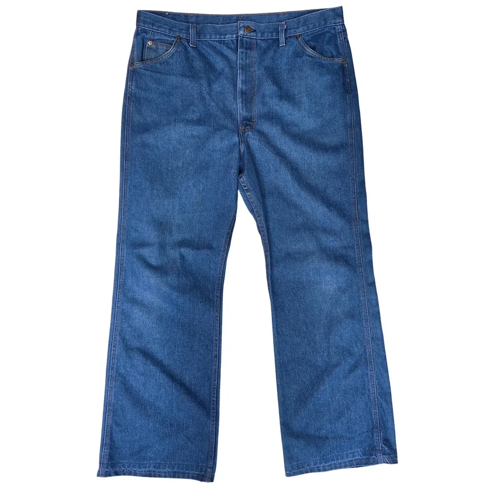 Vintage Rustler Mens Blue Denim Jeans Straight Leg Western Workwear 41x31